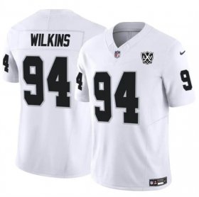 Cheap Men\'s Las Vegas Raiders #94 Christian Wilkins White 2024 F.U.S.E 65th Anniversary Patch Vapor Stitched Football Jersey