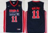 Wholesale Cheap 1992 Olympics Team USA #11 Karl Malone Navy Blue Swingman Jersey