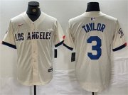 Wholesale Cheap Men's Los Angeles Dodgers #3 Chris Taylor Cream Stitched Baseball Jersey