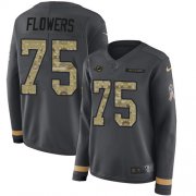 Wholesale Cheap Nike Dolphins #75 Ereck Flowers Anthracite Salute to Service Women's Stitched NFL Limited Therma Long Sleeve Jersey