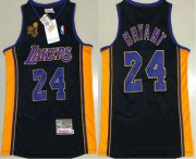 Wholesale Cheap Men's Los Angeles Lakers #24 Kobe Bryant Black Champion Patch 2009-2010 Hardwood Classics Soul AU Throwback Jersey