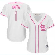 Wholesale Cheap Cardinals #1 Ozzie Smith White/Pink Fashion Women's Stitched MLB Jersey