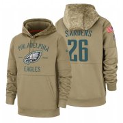 Wholesale Cheap Philadelphia Eagles #26 Miles Sanders Nike Tan 2019 Salute To Service Name & Number Sideline Therma Pullover Hoodie