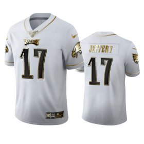 Wholesale Cheap Philadelphia Eagles #17 Alshon Jeffery Men\'s Nike White Golden Edition Vapor Limited NFL 100 Jersey