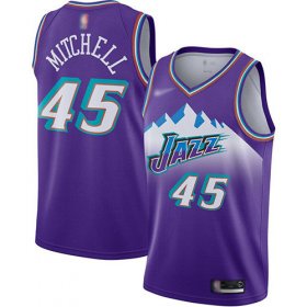 Wholesale Cheap Jazz #45 Donovan Mitchell Purple Basketball Swingman Hardwood Classics Jersey