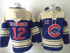 Wholesale Cheap Cubs #12 Kyle Schwarber Blue Sawyer Hooded Sweatshirt MLB Hoodie