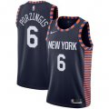 Wholesale Cheap Men's Nike New York Knicks #6 Kristaps Porzingis Navy Blue 2018-19 City Edition Jersey