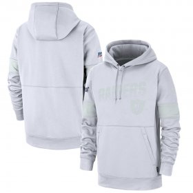 Wholesale Cheap Las Vegas Raiders Nike NFL 100 2019 Sideline Platinum Therma Pullover Hoodie White