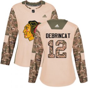 Wholesale Cheap Adidas Blackhawks #12 Alex DeBrincat Camo Authentic 2017 Veterans Day Women\'s Stitched NHL Jersey