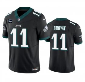 Wholesale Cheap Men\'s Philadelphia Eagles #11 A. J. Brown Black 2023 F.U.S.E. With 4-Star C Patch Vapor Untouchable Limited Football Stitched Jersey