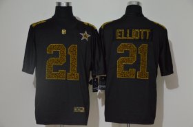 Wholesale Cheap Men\'s Dallas Cowboys #21 Ezekiel Elliott Black 2020 Nike Flocked Leopard Print Vapor Limited NFL Jersey