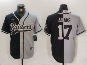 Men\'s Las Vegas Raiders #17 Davante Adams Grey Black Split Cool Base Stitched Baseball Jersey