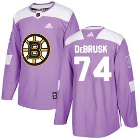 Wholesale Cheap Adidas Bruins #74 Jake DeBrusk Purple Authentic Fights Cancer Stitched NHL Jersey