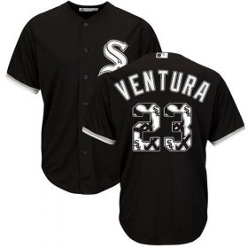 Wholesale Cheap White Sox #23 Robin Ventura Black Team Logo Fashion Stitched MLB Jersey