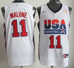 Wholesale Cheap 1992 Olympics Team USA #11 Karl Malone White Swingman Jersey