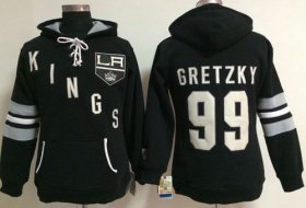 Wholesale Cheap Los Angeles Kings #99 Wayne Gretzky Black Women\'s Old Time Heidi NHL Hoodie