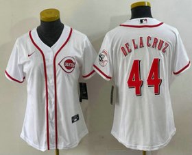 Wholesale Cheap Women\'s Cincinnati Reds #44 Elly De La Cruz White With Patch Cool Base Stitched Jersey