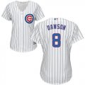 Wholesale Cheap Cubs #8 Andre Dawson White(Blue Strip) Home Women's Stitched MLB Jersey