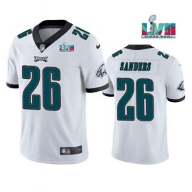 Wholesale Cheap Men\'s Philadelphia Eagles #26 Miles Sanders White Super Bowl LVII Patch Vapor Untouchable Limited Stitched Jersey