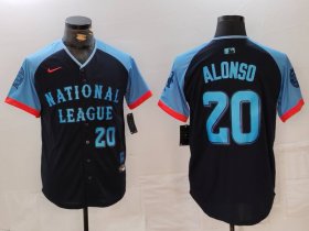 Men\'s New York Mets #20 Pete Alonso Number Navy 2024 All Star Limited Stitched Jersey