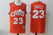 Wholesale Cheap Men's Cleveland Cavaliers 23 Lebron James Orange Hardwood Classics Swingman Jersey