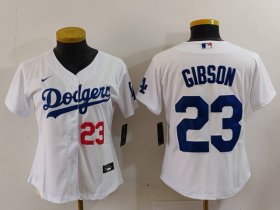 Women\'s Los Angeles Dodgers #23 Kirk Gibson Number White Cool Base Stitched Jersey