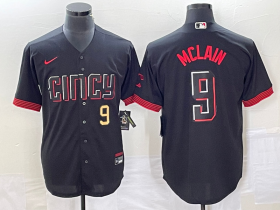 Wholesale Cheap Men\'s Cincinnati Reds #9 Matt McLain Number Black 2023 City Connect Cool Base Stitched Jersey