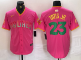 Wholesale Cheap Men's San Diego Padres #23 Fernando Tatis Jr. Pink Cool Base Stitched Baseball Jersey