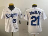 Cheap Youth Los Angeles Dodgers #21 Walker Buehler White Stitched Cool Base Nike Jerseys