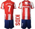 Wholesale Cheap Youth 2021-2022 Club Atletico Madrid home red 7 Nike Soccer Jersey