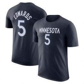 Cheap Men\'s Minnesota Timberwolves #5 Anthony Edwards Navy Name & Number Performance T-Shirt