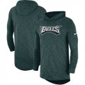 Wholesale Cheap Men's Philadelphia Eagles Nike Midnight Green Sideline Slub Performance Hooded Long Sleeve T-Shirt