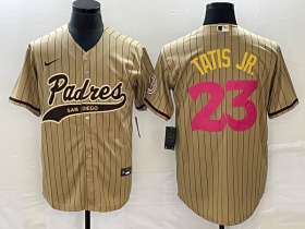 Wholesale Cheap Men\'s San Diego Padres #23 Fernando Tatis Jr Tan NEW 2023 City Connect Cool Base Stitched Jersey