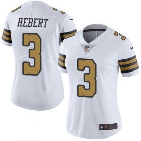 Wholesale Cheap Nike Saints #3 Bobby Hebert White Women\'s Stitched NFL Limited Rush Jersey