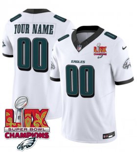 Cheap Men\'s Philadelphia Eagles Active Player Custom White 2025 Eagles Logo Super Bowl LIX Patch New F.U.S.E. Vapor Limited Football Stitched Jersey