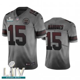 Wholesale Cheap Kansas City Chiefs #15 Patrick Mahomes Smoky Gray Super Bowl LIV 2020 Men\'s Nike Vapor Limited City Edition NFL Jersey