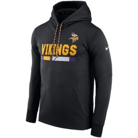 Wholesale Cheap Men\'s Minnesota Vikings Nike Black Sideline ThermaFit Performance PO Hoodie