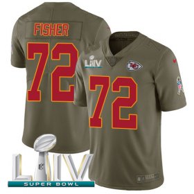 Wholesale Cheap Nike Chiefs #72 Eric Fisher Olive Super Bowl LIV 2020 Youth Stitched NFL Limited 2017 Salute To Service Jersey