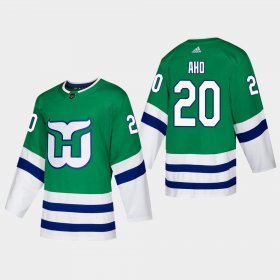 Wholesale Cheap Hartford Whalers #20 Sebastian Aho Adidas 2019-20 Heritage Authentic Player NHL Jersey Green