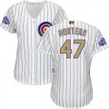 Wholesale Cheap Cubs #47 Miguel Montero White(Blue Strip) 2017 Gold Program Cool Base Women's Stitched MLB Jersey