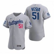 Men's Los Angeles Dodgers Alex Vesia #51 Grey 2020 World Series Champions Jersey