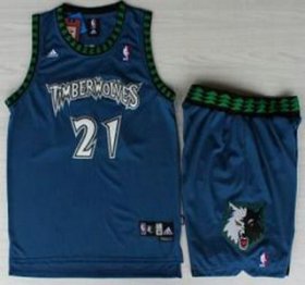 Wholesale Cheap Minnesota Timberwolves #21 Kevin Garnett Blue Hardwood Classics Revolution 30 Jersey Short Suits