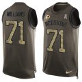 Wholesale Cheap Nike Redskins #71 Trent Williams Green Men's Stitched NFL Limited Salute To Service Tank Top Jersey