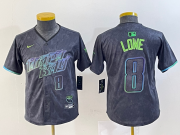 Wholesale Cheap Youth Tampa Bay Rays #8 Brandon Lowe Charcoal 2024 City Connect Player Number Limited Cool Base Jersey