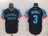 Men's San Diego Padres #3 Jackson Merrill Navy 2024 All Star Limited Stitched Jersey