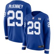 Wholesale Cheap Nike Giants #29 Xavier McKinney Royal Blue Team Color Women's Stitched NFL Limited Therma Long Sleeve Jersey