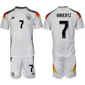 Cheap Men\'s Germany #7 Kai Havertz White 2024-25 Home Soccer Jersey Suit