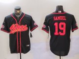 Cheap Men's San Francisco 49ers#19 Deebo Samuel Black With Patch Cool Base Stitched Baseball Jersey