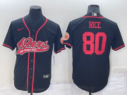 Wholesale Cheap Men's San Francisco 49ers #80 Jerry Rice Black Stitched Cool Base Nike Baseball Jersey