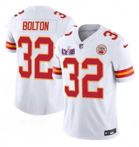 Cheap Men\'s Kansas City Chiefs #32 Nick Bolton White F.U.S.E. Super Bowl LVIII Patch Vapor Untouchable Limited Football Stitched Jersey